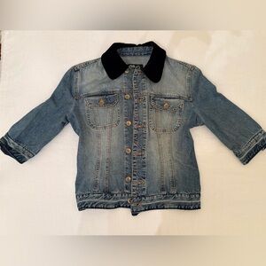 D&G by Dolce & Gabbana Women’s Denim Jacket with Black Velvet Collar